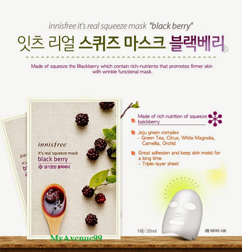 Mặt Nạ Giấy Innisfree Gói It's Real Squeeze Black Berry