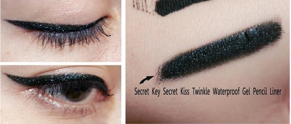 review chì kẻ mắt secret key twinkle water proof gel pencil liner ánh nhũ không khôi