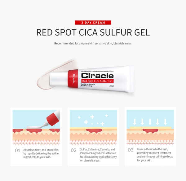 Gel Trị Mụn Cấp Tốc 3 Ngày 2 Đêm Ciracle Red Spot Cica Sulfur Gel 20ml