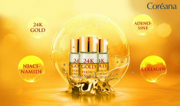 Set 24 Lọ Tinh Chất Vàng Coréana Biocos 24K Gold Perfect Collagen Ampoule