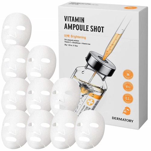 Combo 10 Mặt Nạ Giấy Bổ Sung Vitamin Dermatory Ampoule Shot Mask Vita-Shot 35g